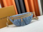 Louis Vuitton High Rise Monogram Denim bag chain and side view